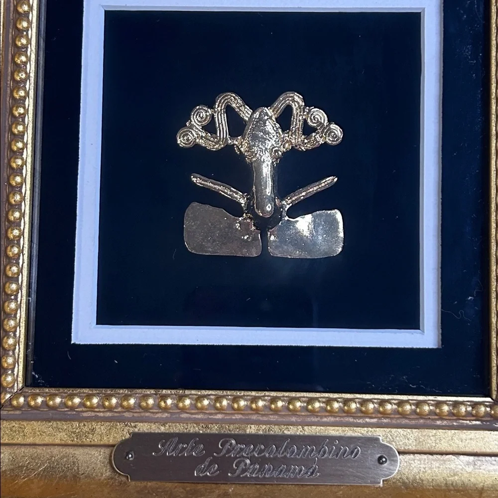 REPROSA 24K Gold On 925 Sterling Silver Vermeil Brooch Pendant Gold Framed